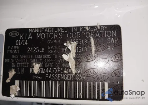 2014 Kia Optima Lx from USA, damaged, VIN KNAGM4A7XE5490380